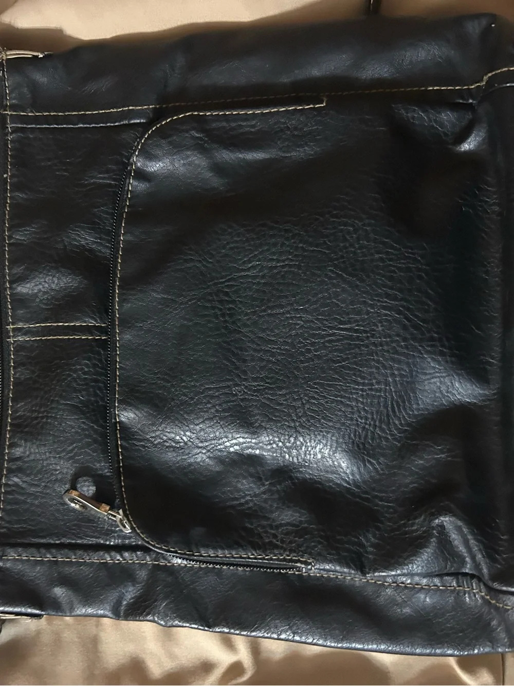 Relic Black Faux Leather Crossbody with Cream Stitching